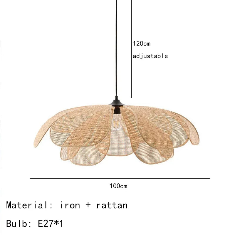 Modern Rattan Petal LED Pendant Lamp