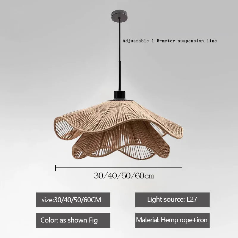 Bohemian Rattan Pendant Light - Flower Design