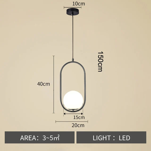Nordic Glass Ball Pendant Light Brass Iron Hanging Lamp