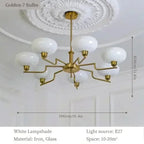 Lámpara Colgante de Bola de Cristal Estilo Retro, Candelabro de Hierro