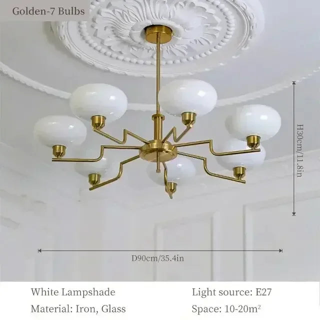 Retro Glass Ball Pendant Light Iron Chandelier