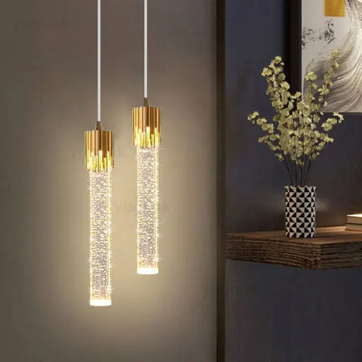 Crystal Glass Pendant Light with LED - Modern Hanging Lamp