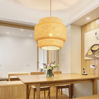Hand Knitted Chinese Style Bamboo Pendant Lamp Weaving Hanging Lamp Restaurant Chandeliers Home Decor Lighting Fixture AC85-260V