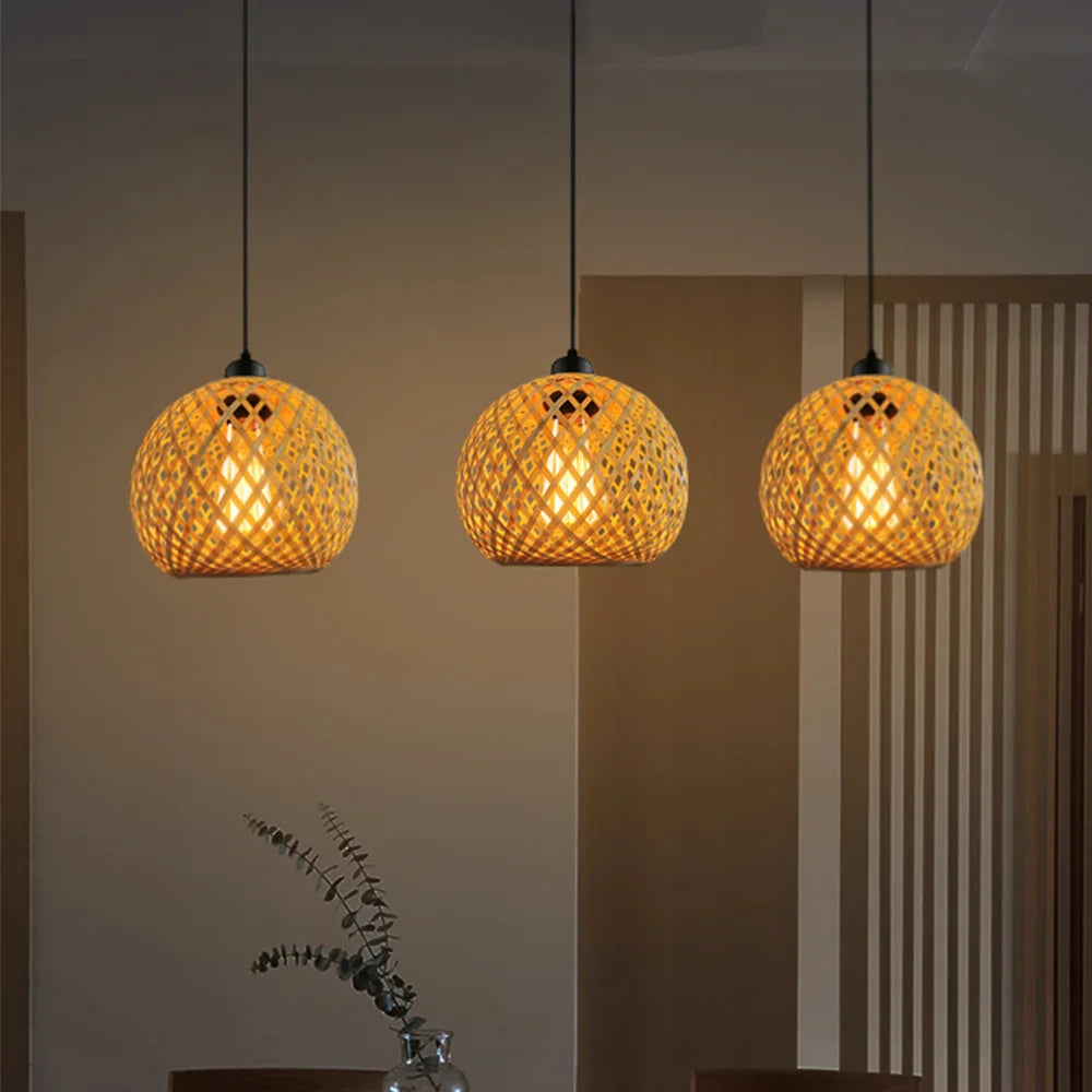 Bohemian Bamboo Rattan Pendant Light for Dining