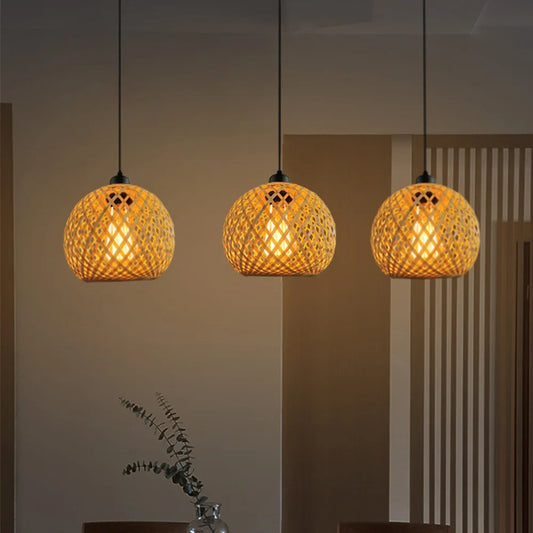 Bohemian Bamboo Rattan Pendant Light for Dining