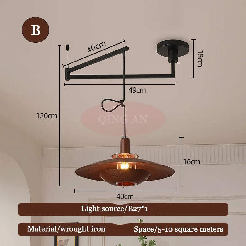Retro Iron Pendant Light with Copper Shade