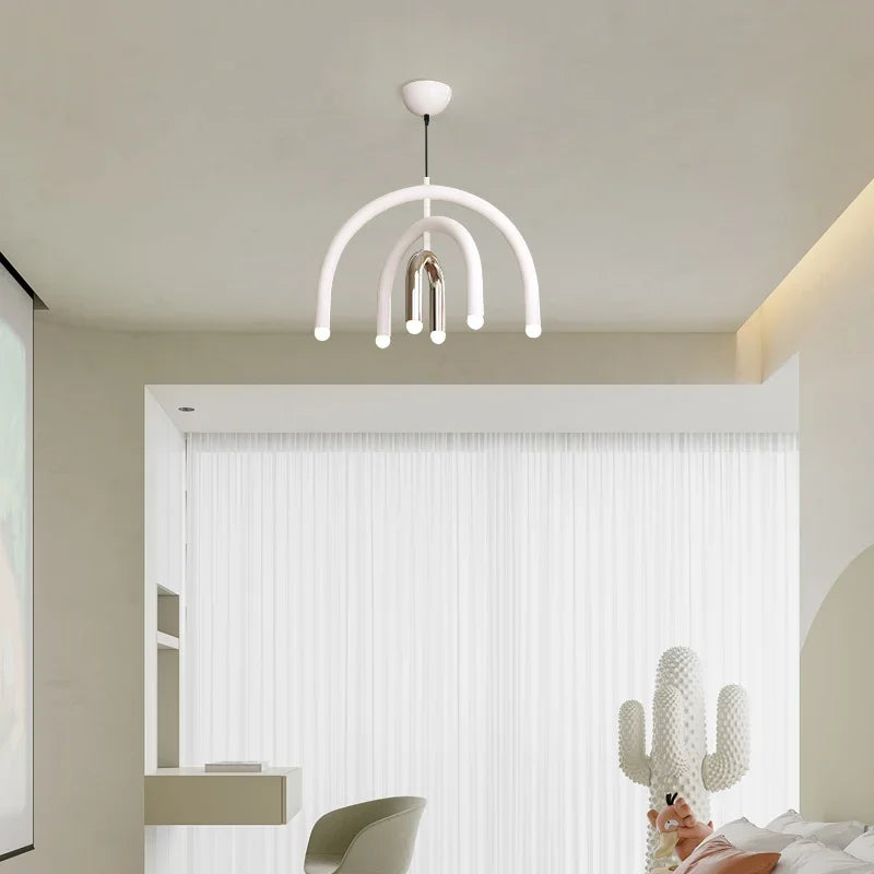 Modern Arch Tube LED Chandelier in Pastel Colors for Kids Room