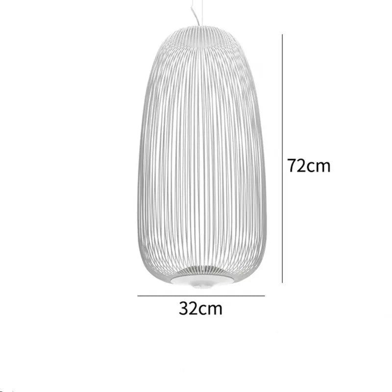 Italian Spokes Wire Cage Pendant Light in Gold for Staircase and Lobby
