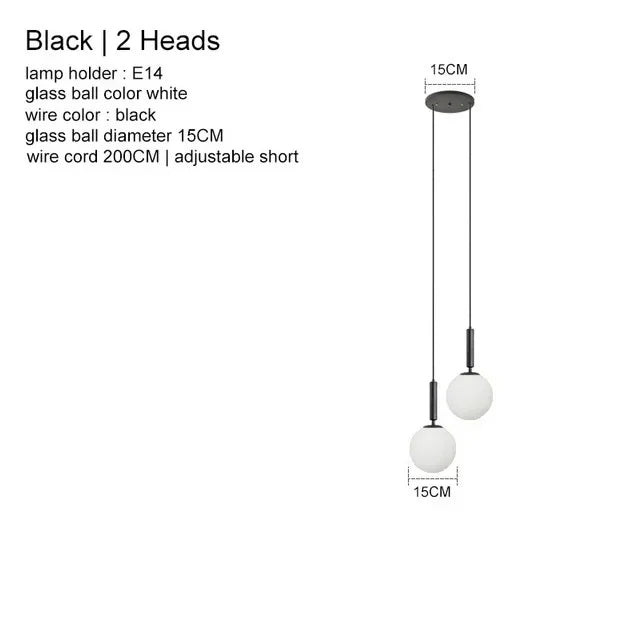 Nordic Glass Ball Pendant Light - Brass Hanging Lamp
