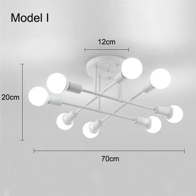 Modern Gold Sputnik Semi Flush Ceiling Light for Bedroom and Living Room