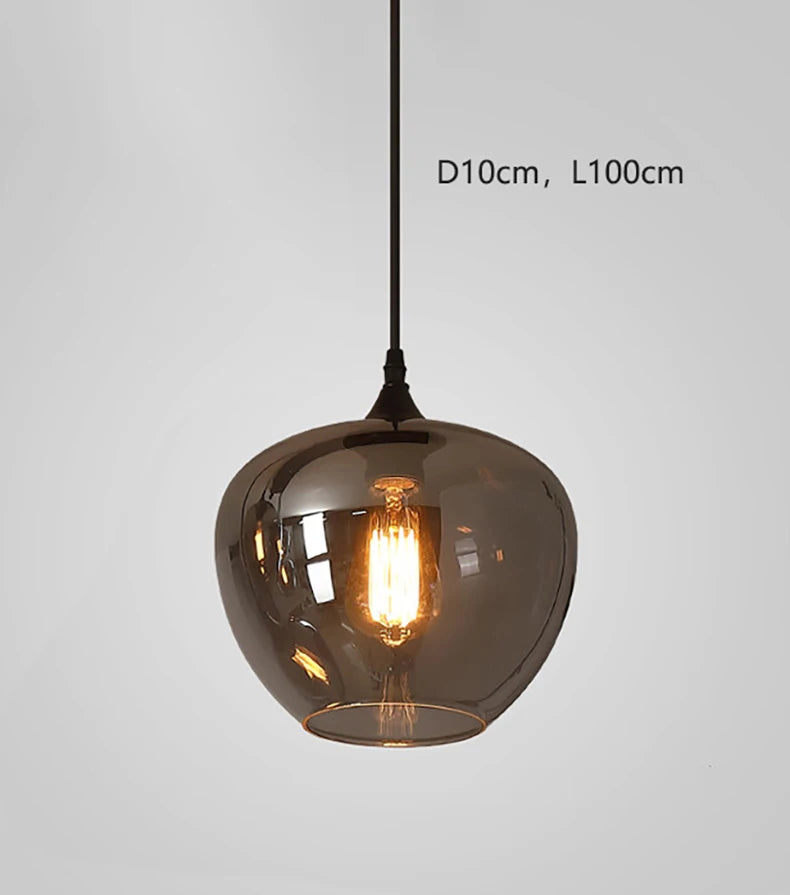 Nordic Smoke Glass Pendant Light for Dining Room