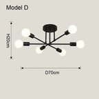 Modern Gold Sputnik Semi Flush Ceiling Light for Bedroom and Living Room