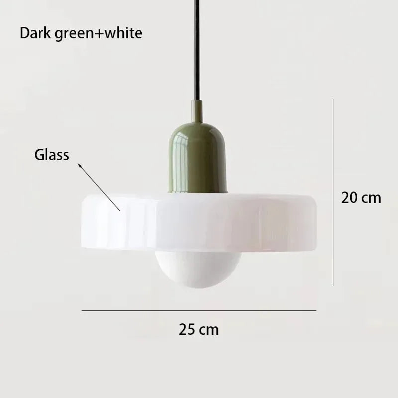 Retro Two Tone Glass Mushroom Pendant Light for Cafe and Dining Room