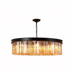 Modern Glass Chandelier LED Ceiling Light Black Gold