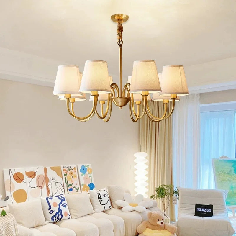 Copper Pendant Chandelier - American Style Hanging Lamp