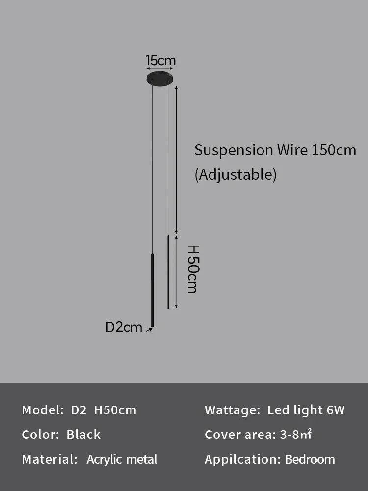 Minimalist Iron Pendant Light for Bedroom Bedside