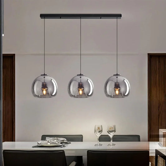 Nordic Glass Pendant Light with Iron Finish