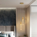 Modern Bubble Texture Acrylic Column Pendant Light in Gold for Bedside