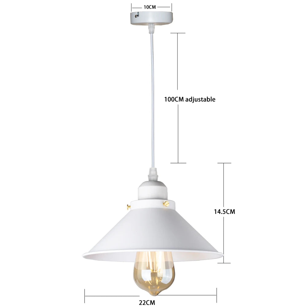 Retro Industrial Black Cone Pendant Light with Brass Fitting for Kitchen