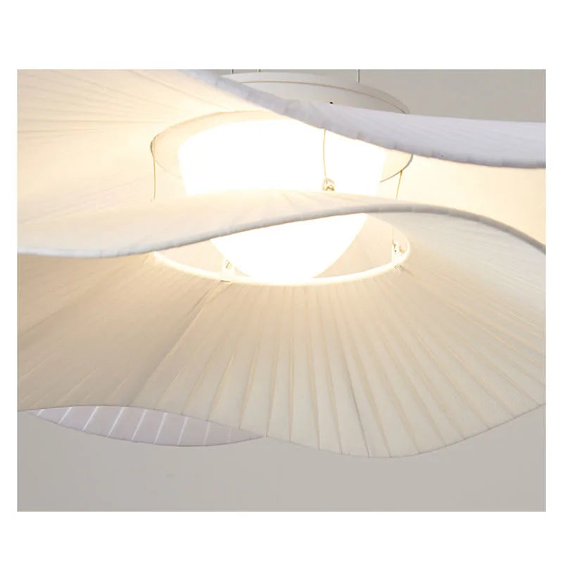 Lámpara colgante de tela blanca minimalista para comedor