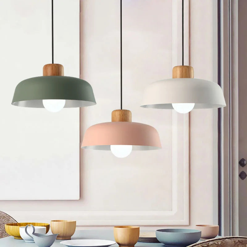 Nordic Wood Metal Pendant Light for Dining Room