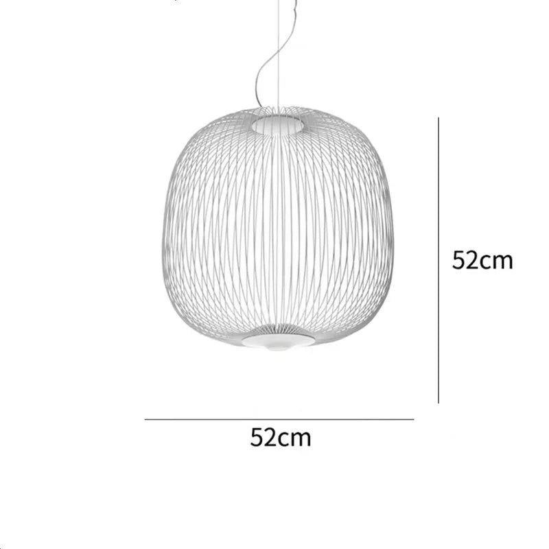 Italian Spokes Wire Cage Pendant Light in Gold for Staircase and Lobby