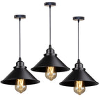 Retro Industrial Black Cone Pendant Light with Brass Fitting for Kitchen
