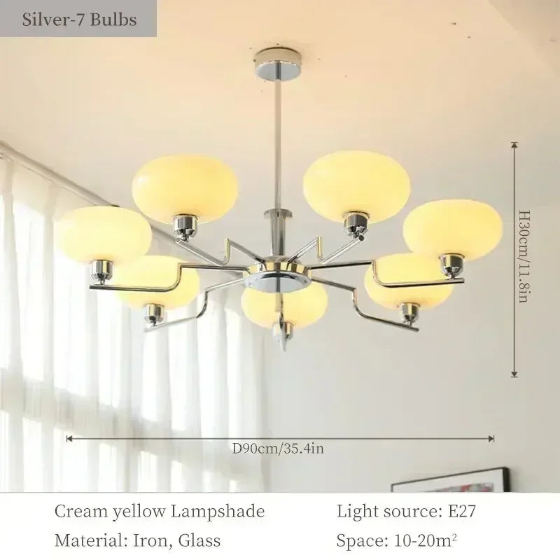Retro Glass Ball Pendant Light Iron Chandelier