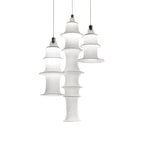 Wabi Sabi Silk Pagoda Column Pendant Light for Staircase and Loft