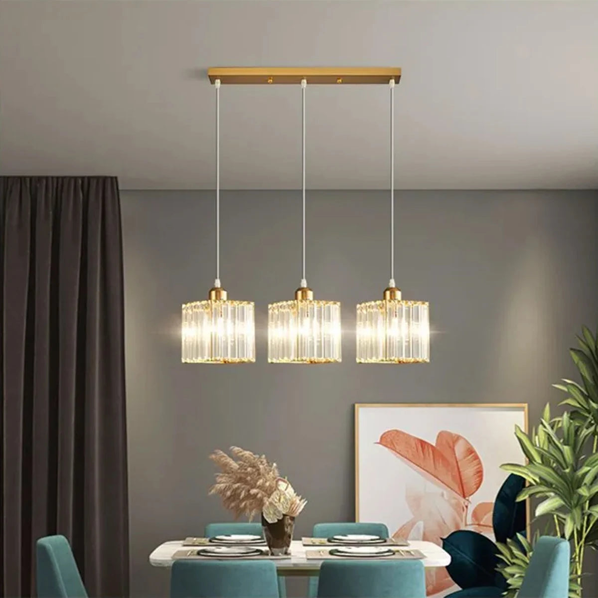 Nordic Crystal Glass Pendant Light - 3 Head