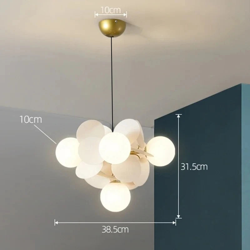 Colorful Branch Chandelier with Opal Glass Balls for Kids Room and Living Room
