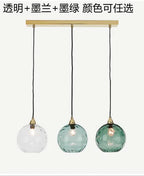 Nordic Dimpled Glass Ball Pendant Light in Jewel Colors for Kitchen