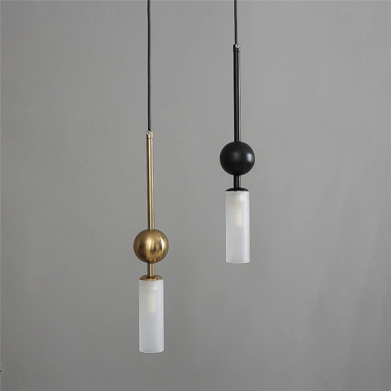 Nordic Light Luxury Pendant Lights Gold Black Iron Art Chandeliers LED Restaurant Bedroom Bedside Glass Decoration Hanging Lamp