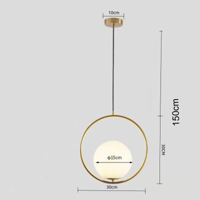 Nordic Glass Ball Pendant Light Brass Iron Hanging Lamp