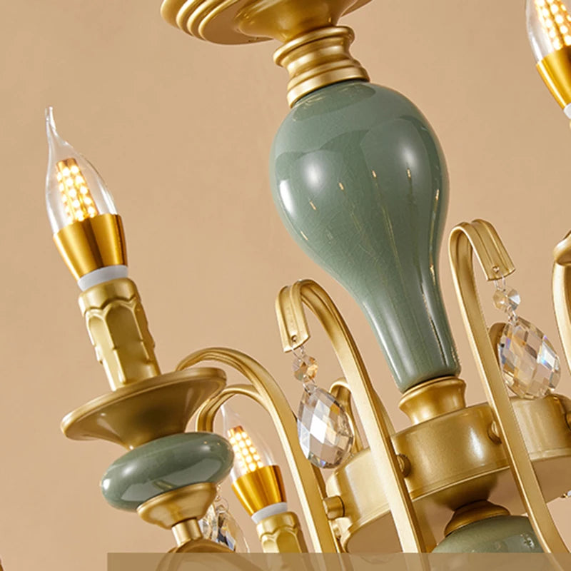Mediterranean Ceramic Chandelier - Elegant Living Room Lighting