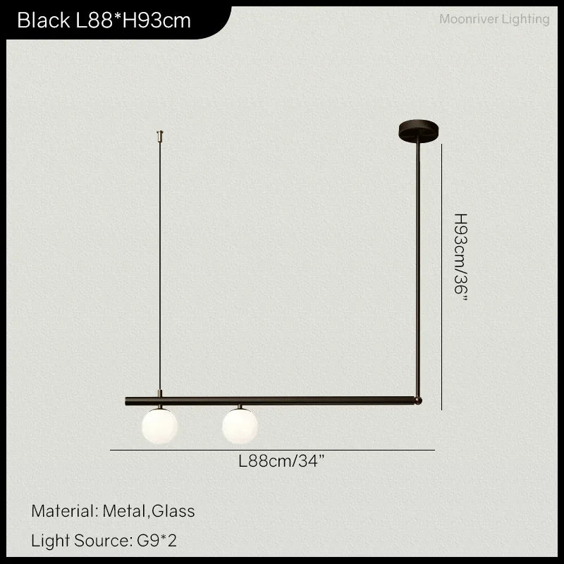 Nordic Minimalist Brass Pendant Light Linear Multi-Head