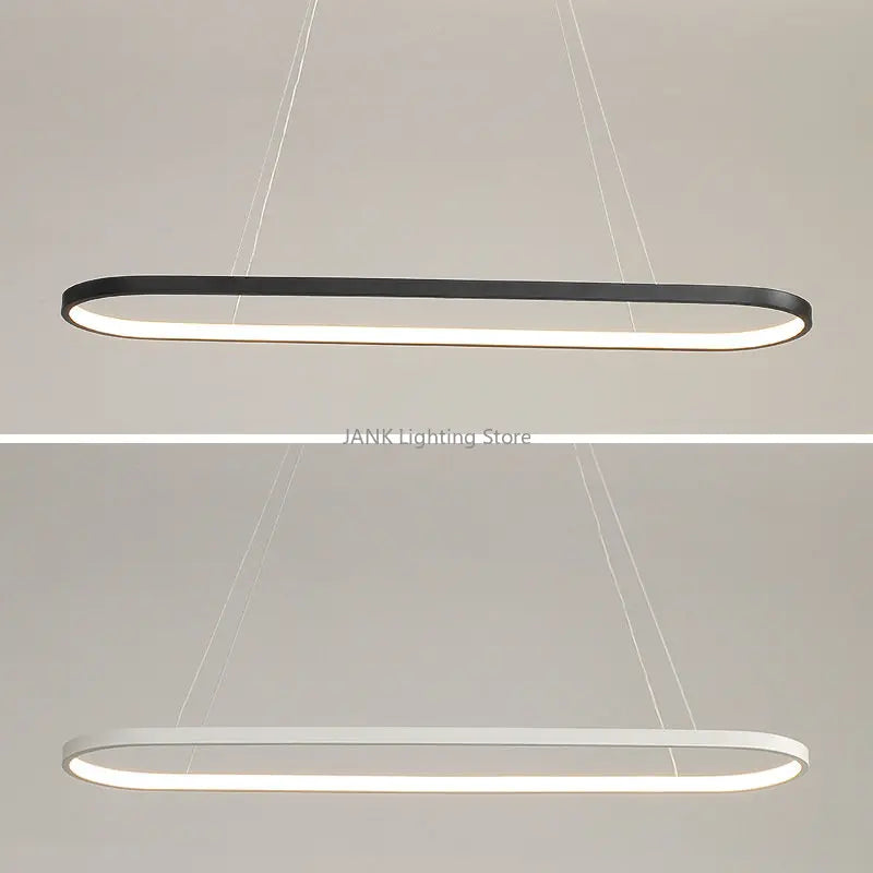 Minimalist LED Pendant Light Oval Strip Design
