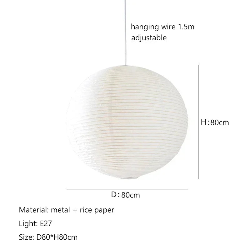 Lámpara Colgante Minimalista de Papel en Forma de Bola para Dormitorio