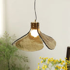 Retro Glass Flower Pendant Light Copper Finish