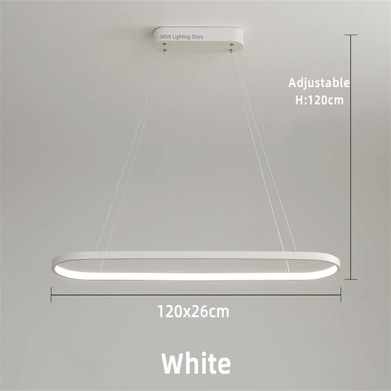 Lámpara colgante LED minimalista con diseño de tira ovalada