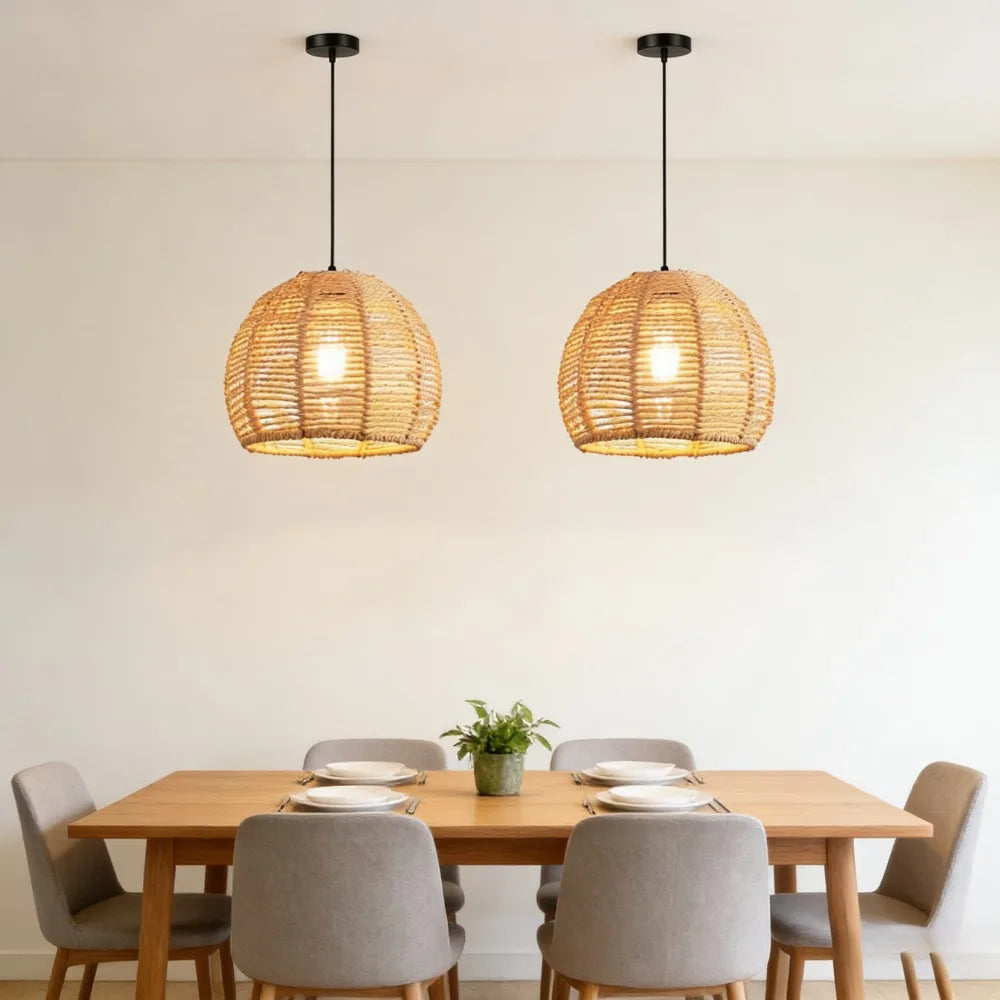 Bohemian Rattan Pendant Light for Dining Room