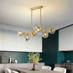 Glass Globe Mid Century Chandelier Linear Dining Light