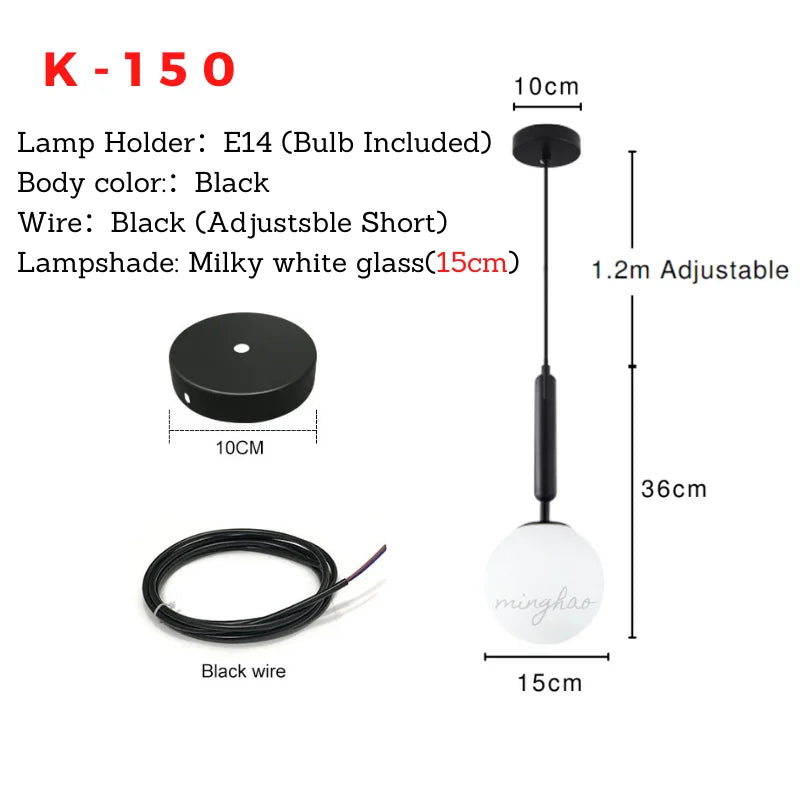 Lámpara Colgante Nórdica Minimalista de Bola de Cristal