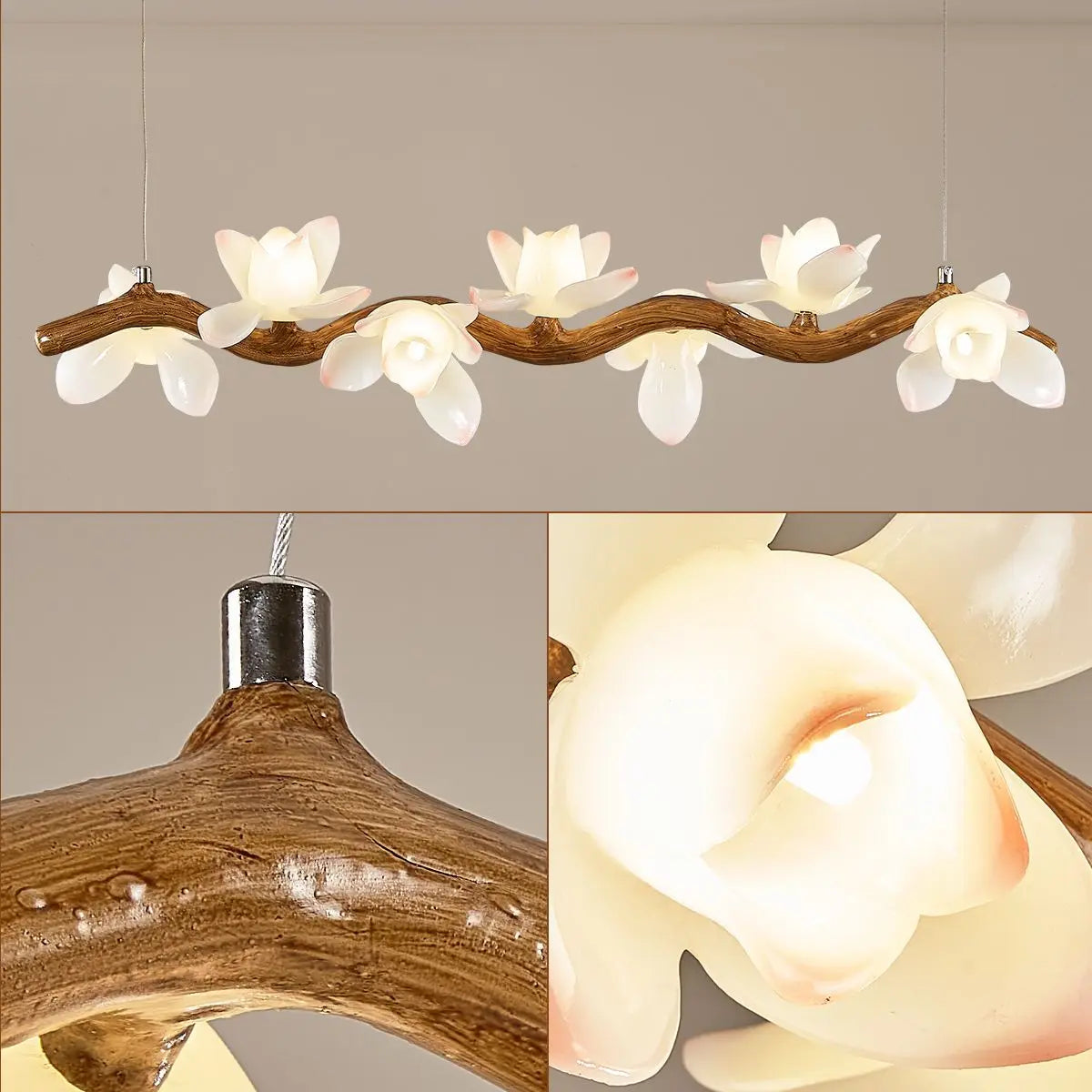 Modern Tree Branch Iron Chandelier with LED Lotus