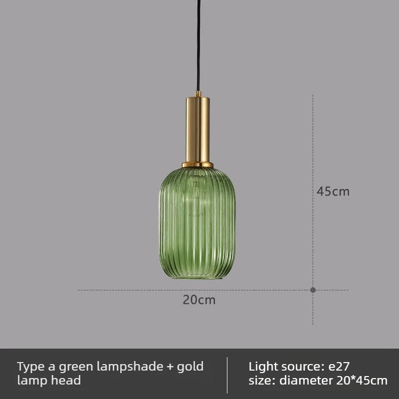 Lámpara colgante de cristal nórdico con acabado de cobre