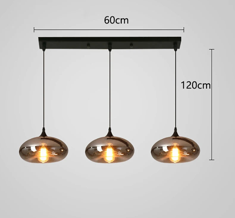 Nordic Smoke Glass Pendant Light for Dining Room