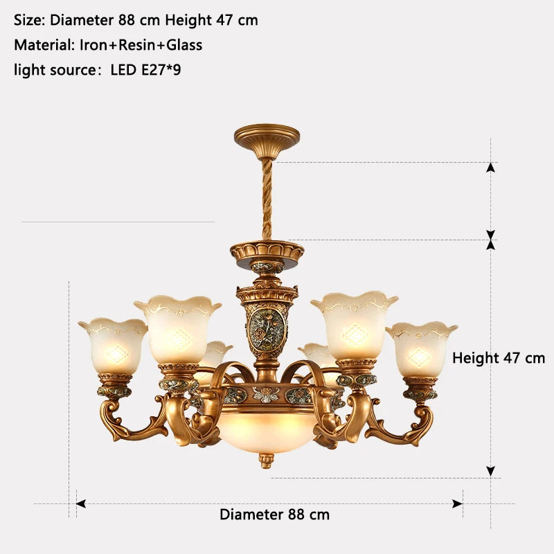 European Retro Iron Resin Pendant Lamp