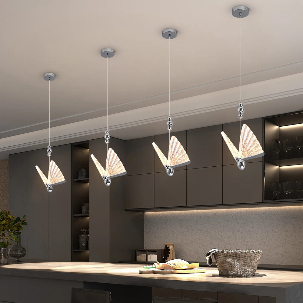 Nordic Butterfly Pendant Light with Chrome Accents