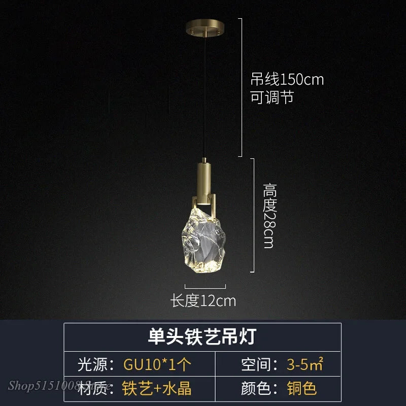 Crystal Glass Pendant Light for Bedroom & Dining