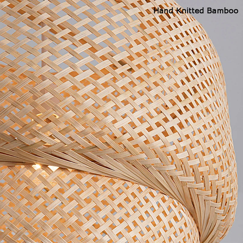 Hand Knitted Chinese Style Bamboo Pendant Lamp Weaving Hanging Lamp Restaurant Chandeliers Home Decor Lighting Fixture AC85-260V